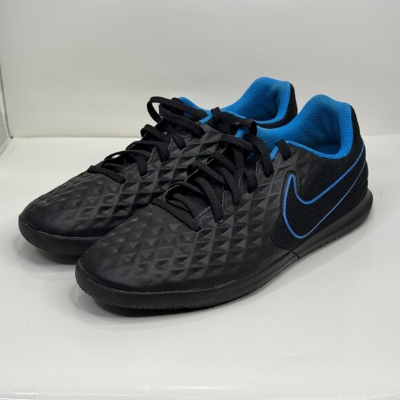 Nike Tiempo Legend 8 Club IC Mens 7 Soccer Shoes Black Blue Indoor AT6110-090 - Picture 3 of 10